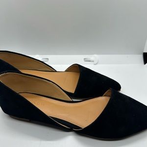 J. Crew D-Orsay Black Suede Pointed Toe Flats Size 6